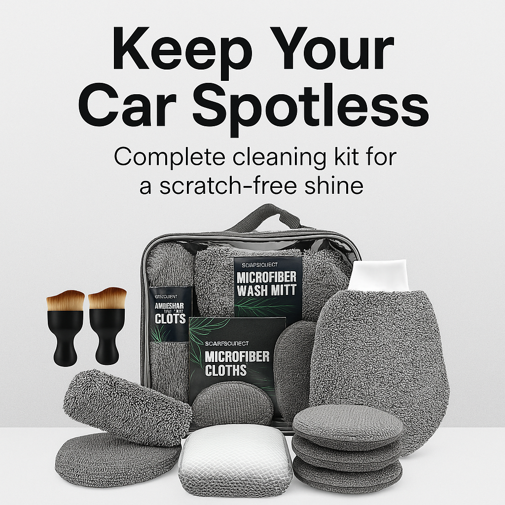 All-in-One Car Detailing Kit – Scratch-Free Microfiber Set