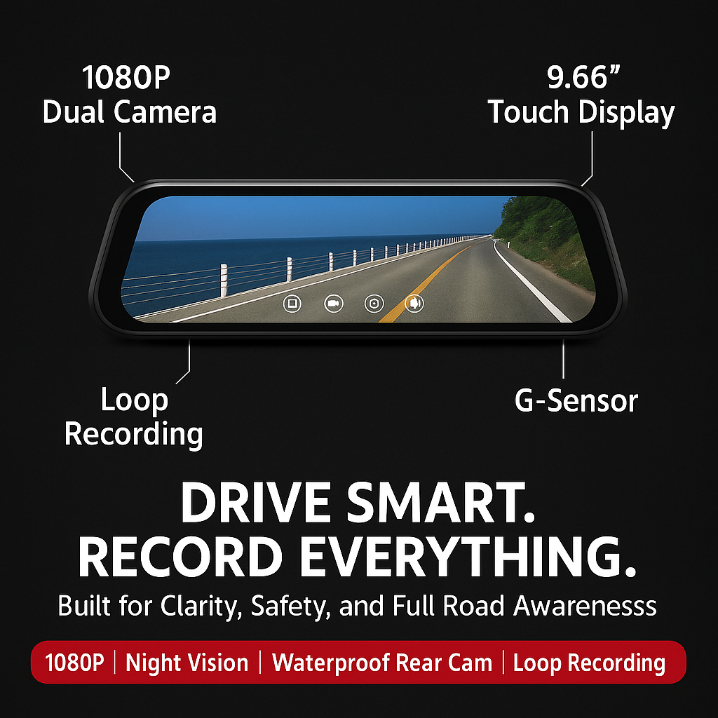 ClearDrive 9.66" Mirror Dash Cam with Dual Cameras