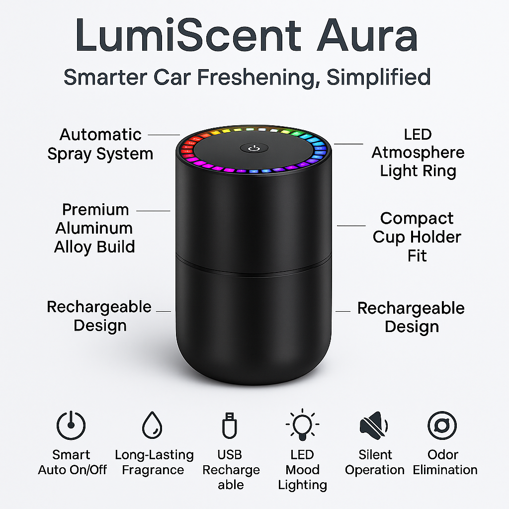 LumiScent Aura – Car Aromatherapy Diffuser & Air Freshner