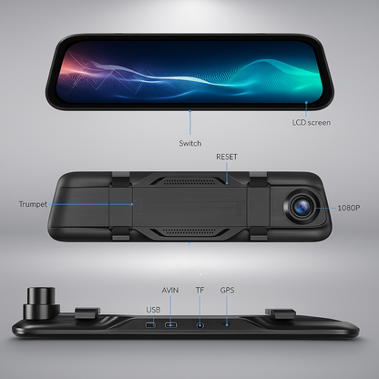 ClearDrive 9.66" Mirror Dash Cam with Dual Cameras