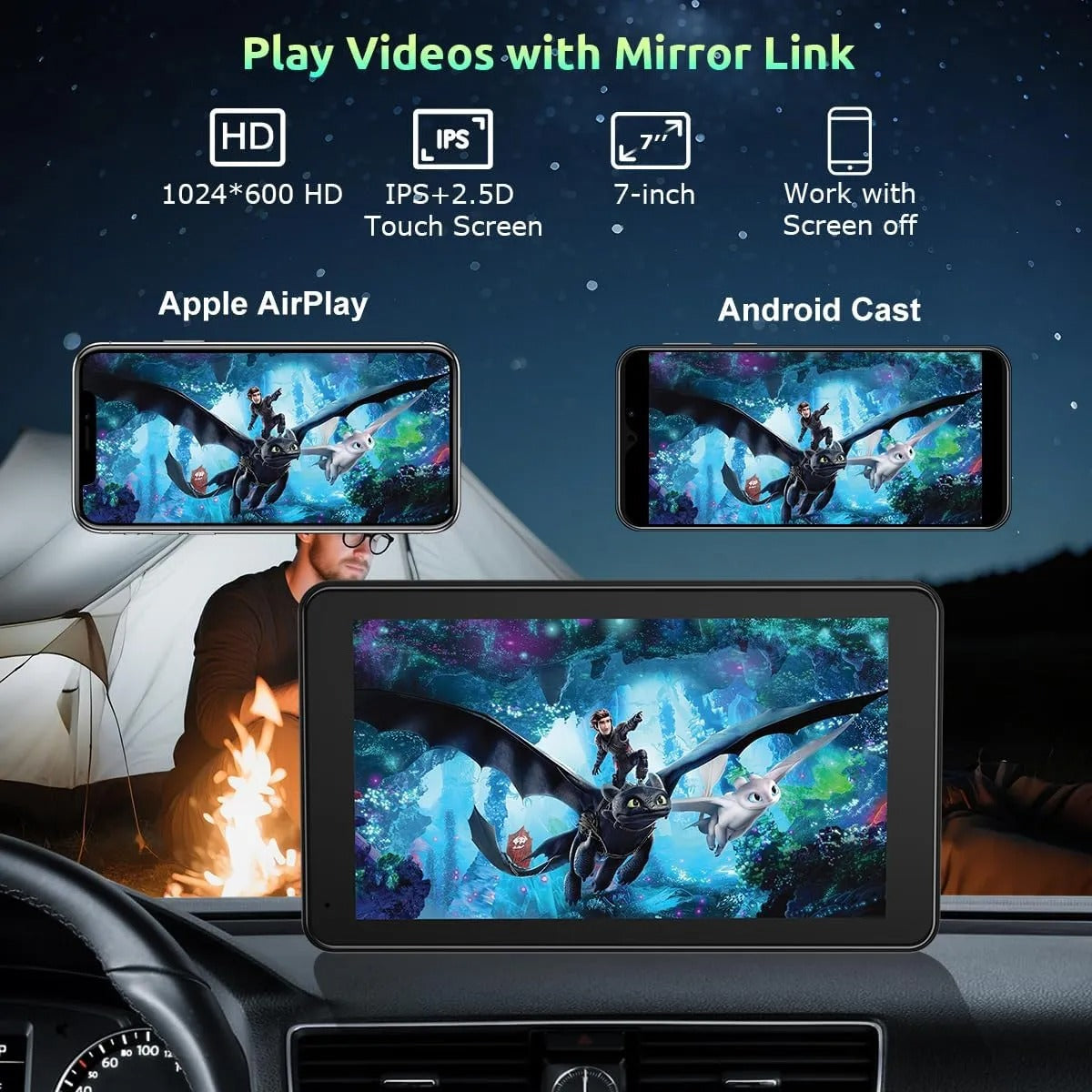 DriveSync 7" Wireless CarPlay & Android Auto Display