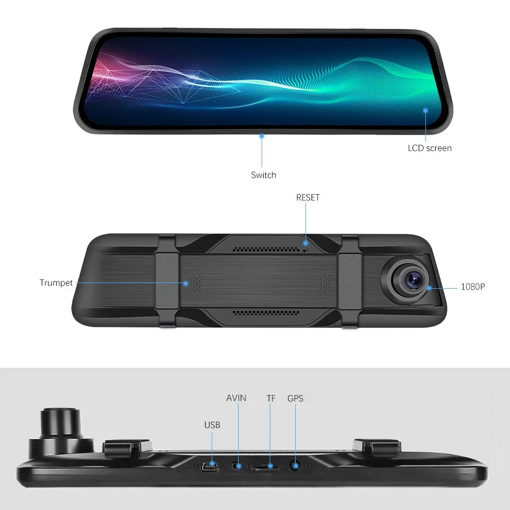 ClearDrive 9.66" Mirror Dash Cam with Dual Cameras